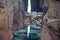 A view through the Song of the Sea fissure, Nanjizal beach, Cornwall