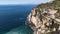 View of the Sorrento Coast, Sorrento, Vico Equense. Aerial view of the coast overlooking the sea. Italy Campaign.