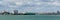 View of Southampton Docks with big cruise ship and boats panorama