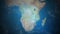 View of Southern Africa on a world map