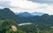 View of the southern Bavarian Alps with the Hohenschwangau Castle and Schwansee