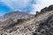 View of the southern face of Mount Kilimanjaro taken from the alpine desert zone on the Machame hiking route