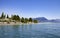 View of the southern part of Lake Garda with Island Garda. Region of Sirmione in Italy