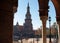 View of the Southern Tower from the colonnade terrace, Spain Square, Seville, Spain