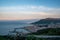 View of the southwestern coast of Galicia and the town of A Guarda on the Minho River Estuary