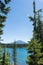 View of Sparks Lake on the Cascade Lakes Scenic Byway in Bend Oregon in Deschutes County.