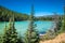 View of Sparks Lake on the Cascade Lakes Scenic Byway in Bend Oregon in Deschutes County.