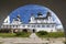 View of the Spaso-Preobrazhensky the Solovetsky Stavropegial monastery through the Holy gates. Bolshoy Solovetsky island in the Wh