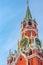View of the Spassky Tower and the country`s main clock on Red Square
