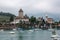 View on Spiez city and lake Thun, Switzerland, Europe