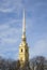 View of the spire of Peter and Paul Cathedral spring day. St. Petersburg