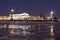 View of the spit of Vasilevsky Island at night