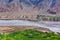 View of Spiti valley with green fields. Himachal Pradesh, India