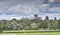 View of St Albans Abbey from Verulam Park on a sunny summer day