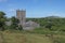 View of st davids church with cattle, pembrokeshire.