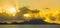 View of St Kitts and Nevis at dawn from the sea.