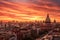 View of St. Paul\\\'s Cathedral in Philadelphia, Pennsylvania at sunset, sunset over Buenos Aires, Argentina, AI Generated