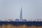 View of St. Petersburg through the Gulf of Finland. Gazprom City Tower in the center