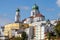 View at St. Stephen`s Cathedral Dom St. Stephan in Passau, Bavaria, Germany