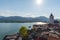 View of St. Wolfgang waterfront with Wolfgangsee lake, Austria