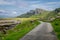 A view of Staffin island and Staffin harbour. Garrafad bay and An Corran Beach. A road to Kilt Rock