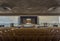 View of the stage in an abandoned auditorium