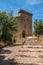 View of staircase to Pope John XXII`s Castle in the village of ChÃ¢teauneuf-du-Pape