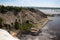 The view of starcaise of Montmorency Falls and St Lawrence river- Quebec - Canada.