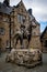 View of statue on main building from the inside of the Edinburgh Castle, in Scotland, UK