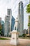 View at the Statue of Sir Stamford Raffles in the streets of Singapore