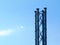 View of steel tower with four steel pipe space frame connected with diagonal braces