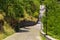 View of the steep path in the park in Gjirokaster.