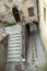 View of a steep staircase in the city of Perugia