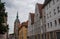 The view of the steeple of the St. Nikolai Church in Stralsund