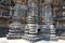 View of stellate, star Shape, form of shrine outer wall at the Chennakeshava temple. Belur, Karnataka.