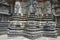 View of stellate, star Shape, form of shrine outer wall at the Chennakeshava temple. Belur, Karnataka. View from North West.