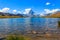 View of Stelli Lake Stellisee and Matterhorn mountain at summer in Zermatt, Swiss Alps, Switzerland