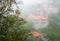 View of Stemnitsa village in fog