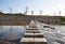 View of stepping stones across Namcheon Stream, Gyeongju, South Korea