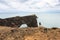 view stone arch on Dyrholaey promontory in Iceland