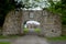 View through stone gate towards Scone Palace