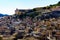 View of the stone houses of Modica city in Sicily Italy