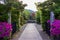 View of stone pathway entrance to Kogenji and Sanshuin Temple