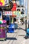 View of store fronts and signs lining Dundas Street West in Chinatown Toronto