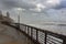 View of the stormy sea from the waterfront