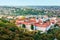 View of Strahov Monastery in Prague, Czech Republice. Red roofs