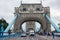 View straight along Tower Bridge in London, England