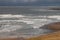 View on Strandhill beach, county Sligo, Ireland on Atlantic ocean and para surfer practice