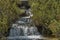 View of stream, grass, wild flower and waterfall in Rila mountain toward Maliovitza peak