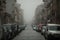 View of the street in cloudy weather of the old center of Porto